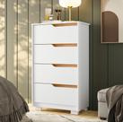 Cômoda Para Quarto Pequena 4 Gavetas 70cm Lody A04 Flex Branco Freijó - Lyam Decor