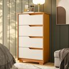 Cômoda Para Quarto Pequena 4 Gavetas 70cm Lody A04 Flex Cinamomo Off White - Lyam Decor