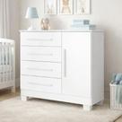 Cômoda Para Quarto Sapateira Malibú 4 Gavetas Porta e Prateleira Interna - JM3 Móveis Cor:Branco