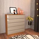 Cômoda para quarto solteiro 5 gavetas - Premium -Cinamomo/Off White - Tcil Móveis Cômoda para quarto solteiro 5 gavetas - Premium -Cinamomo/Off White - Tcil Móveis