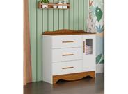 Cômoda Provençal Bebê Moveis Peroba Clara MDF 03 gavetas 01 porta