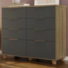 Cômoda Quarto 121cm 8 Gavetas Delmont Nature/Alasca V02 - Mpozenato