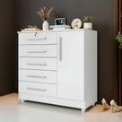 Cômoda Quarto 5 Gavetas 1 Porta Com Chave 2 Divisórias - Branco