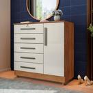 Cômoda Quarto 5 Gavetas 1 Porta Com Chave 2 Divisórias - Cedro Areia Cômoda Quarto 5 Gavetas 1 Porta Com Chave 2 Divisórias - Cedro Areia