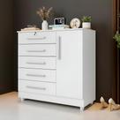 Cômoda Quarto 5 Gavetas 1 Porta com Chave 2 Divisórias