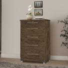 Comoda Quarto 5 Gavetas Chave Emas Amendoa Wood