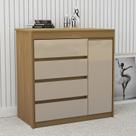 Cômoda Quarto 93cm 4 Gavetas 1 Porta Samira Freijó/Mocca L01 - Mpozenato