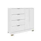 Cômoda Quarto Alta 125cm x 118,5cm com 2 Portas e 4 Gavetas