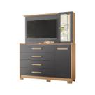 Cômoda Quarto Com Painel Para TV Ilhabela 4 Gavetas 2 Portas