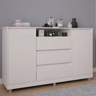 Cômoda Quarto Grande 3 Gavetas 2 Portas Branco Venus