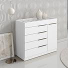 Cômoda Quarto Porta Jóias com Tampo Vidro 111cm Stefanie A09 - D'Rossi