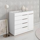 Cômoda Quarto Porta Jóias Com Tampo Vidro 111cm Stefanie Branco A09 - D'rossi