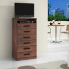 Cômoda Rack Multifuncional para TV com 6 Gavetas Café