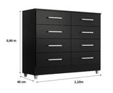 Cômoda Raissa 8 Gavetas Preto Onix Quarta Divisão