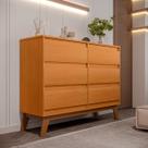 Cômoda Reforçada para Quarto Londres com 6 Gavetas - Nature Cômoda Reforçada para Quarto Londres com 6 Gavetas - Nature