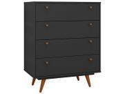 Comoda Retro 35 4 Gavetas Preto - Olivar Móveis