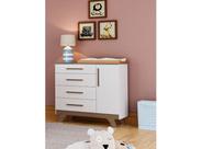 Cômoda Retro Infantil Moveis Peroba 04 gavetas 01 porta lisa