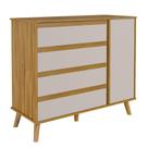 Cômoda Retro Théo 04 Gavetas 01 Porta Mdf Moveis Peroba Amendoa-off White Cômoda Retro Théo 04 Gavetas 01 Porta Mdf Moveis Peroba Amendoa-off White
