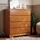 Cômoda Rio 4 Gavetas para Quarto 66cm Moderna em MDF com Pés Cômoda Branca Organizador de Roupas Compacta 91cm Altura Design Minimalista