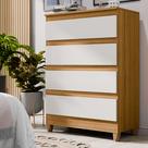 Cômoda Rio 4 Gavetas para Quarto 66cm Moderna em MDF com Pés Cômoda Branca Organizador de Roupas Compacta 91cm Altura Design Minimalista
