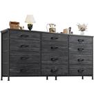 Cômoda Romorgniz 140 cm Preta com Estrutura de Metal e 12 Gavetas Cômoda Romorgniz 140 cm Preta com Estrutura de Metal e 12 Gavetas