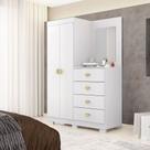 Cômoda Roupeiro Allure 2 Portas 4 Gavetas e Espelho Frontal e Rodapé Flex Branco/Terracota G98 - Gran Belo