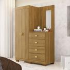 Cômoda Roupeiro Cristal c/ Espelho 4 Gavetas 2 Portas Nature - Vila Rica