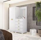 Cômoda Roupeiro Cristal com Espelho para Quarto - Branco/Camarim Flex Vila Rica