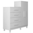 Cômoda Roupeiro Integrado 2 Portas 4 Gavetas Branco Infantil Quarto Crianca Nene Nenem Menino Menina Pes Com Regulagem Altura