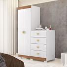 Cômoda Roupeiro Taywan 2 Portas 4 Gavetas Branco/Camarim - Pnr Móveis