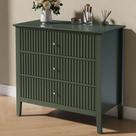 Cômoda RoyalCraft 80 cm com frisos, 3 gavetas, verde-escuro