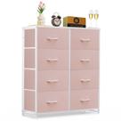 Cômoda SageNest com 8 Gavetas em Tecido Rosa 80x32x92 cm