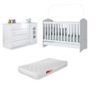 Cômoda Sapateira 100% MDF Ana Lívia 4 Gv + Berço Mini Cama 2x1 Pirulito c/ Colchão - Bela Móveis