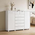 Cômoda Sapateira 2 Portas 7 Gavetas Com Chave Riviera A04 Branco - Lyam Decor