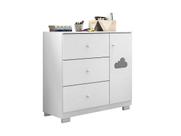 Cômoda Sapateira 3 Gavetas 1 Porta Organizadora Infantil Ane Detalhe Nuvem Branco - Phoenix Baby