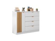 Cômoda Sapateira 3 Gavetas 1 Porta Organizadora Infantil Ayla BRANCO - Phoenix Baby