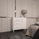 Cômoda Sapateira 3 Gavetas Maya com Puxadores e Pés Retro Design Moderno Quarto Branco Mobília Decor