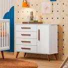 Cômoda Sapateira 4 Gavetas 1 Porta Q Encanto Retrô MDF cor: branco