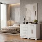 Cômoda Sapateira 5 Gavetas 2 Portas Multiuso Móvel Quarto Branco