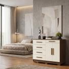 Cômoda Sapateira 5 Gavetas 2 Portas Multiuso Móvel Quarto Imbuia Champanhe