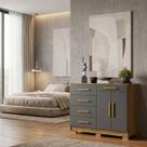 Cômoda Sapateira 5 Gavetas 2 Portas Multiuso Móvel Quarto Nature Alaska
