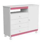 Cômoda Sapateira Bebê Baby Bela 1 Porta 4 Gavetas Grandes Reforçada Armário Multifuncional Corrediça Telescópicas