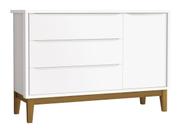 Cômoda Sapateira Classic New Branco Fosco com Madeira - Reller