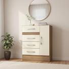 Cômoda Sapateira Grande 4 Gavetas 1 Porta Marrom/Castanho/Offwhite Cômoda Sapateira Grande 4 Gavetas 1 Porta Marrom/Castanho/Offwhite