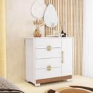 Cômoda Sapateira Ilha Bela 4 Gavetas 1 Porta Branco/camarim - Vila Rica
