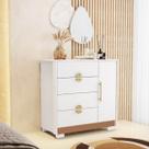 Cômoda Sapateira Ilha Bela 4 Gavetas 1 Porta Branco/Camarim - Vila Rica