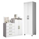 Cômoda Sapateira Londres 2004142 e Armário Multiuso New 2000192 Branco Tx com Pés Cinza - Aramóveis