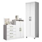 Cômoda Sapateira Londres 2004142 e Armário Multiuso New 2000192 Branco Tx com Pés Cinza - Aramóveis