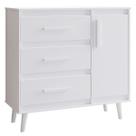 Cômoda Sapateira Mila 1 Porta 3 Gavetas Branco Moblis