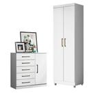 Cômoda Sapateira Milão 2014145 E Armário Multiuso 2000191 Branco Tx Com Pés Cinza - Aramóveis